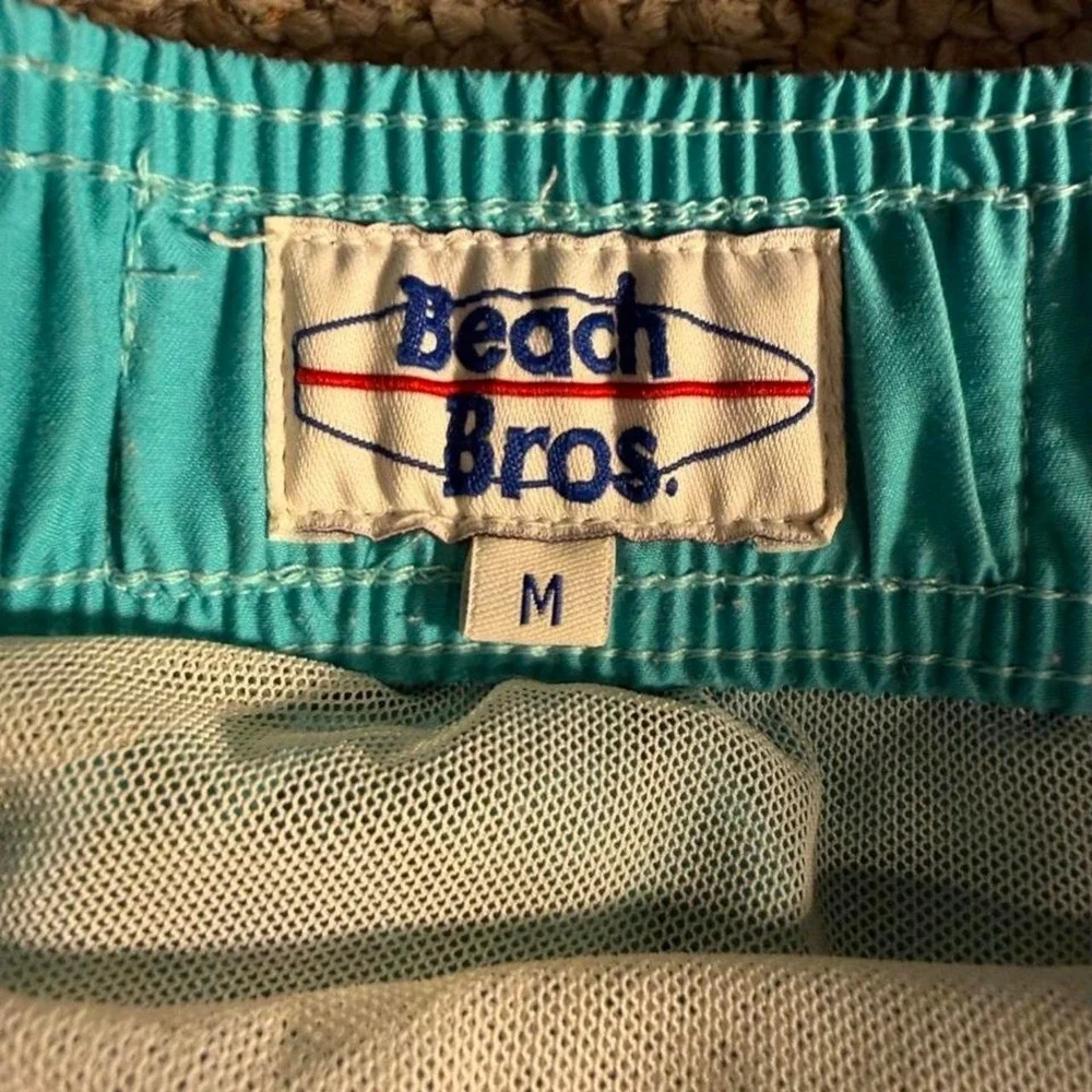 Vintage 80s Beach Bros Color Block Swim Trunks Teal Blue Surf Board Shorts
